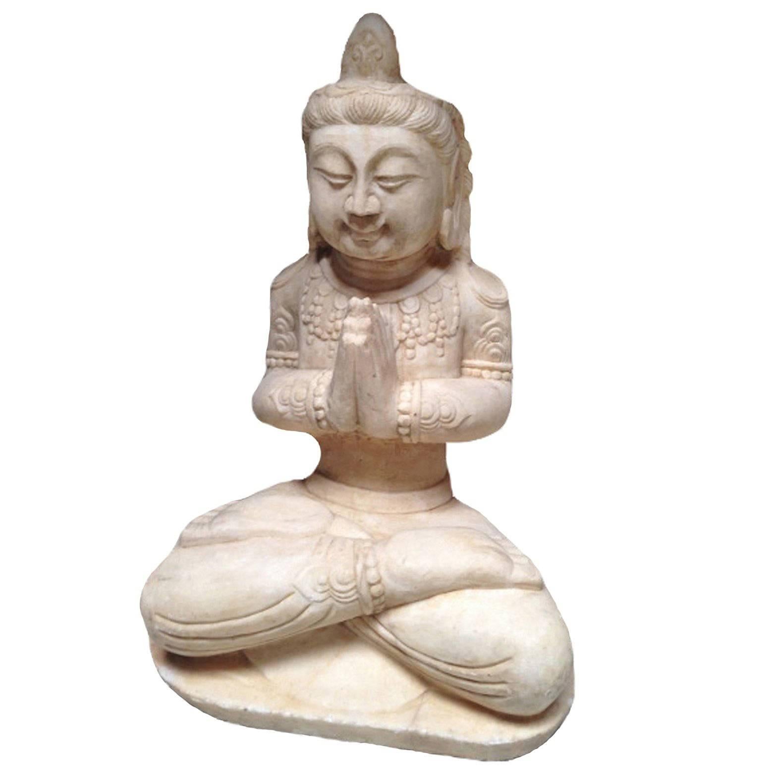 White Marble Kwan Yin Stone Statue, Asian Garden Statue and Sculpture