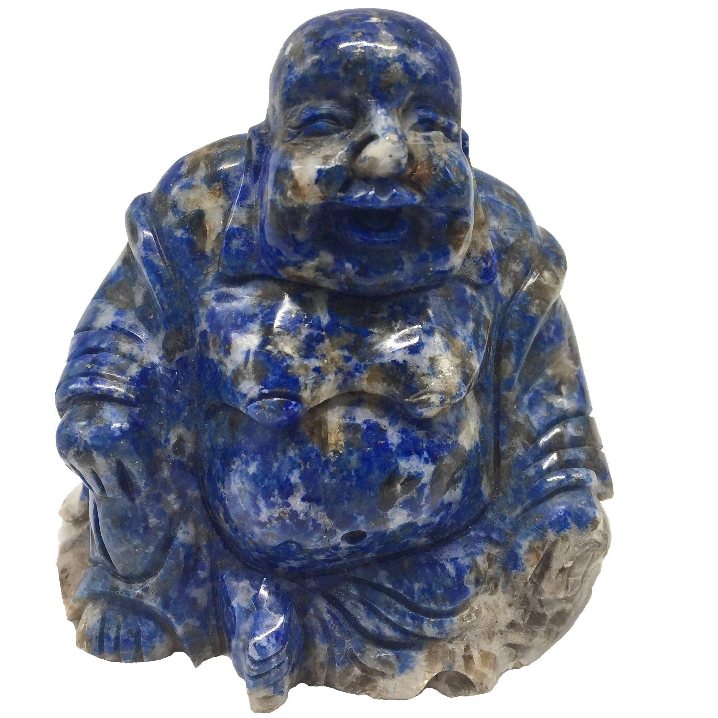 Natural Lapis Lazuli Buddha, Happy Buddha, Hand-Carved