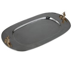 Oval Tray with Deer Decoration