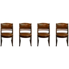 1930s Art Deco Leather Upholstered Oak Gamechairs