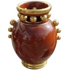 Rust and Gold Gilt Decorative Vase, France, Mid-Century
