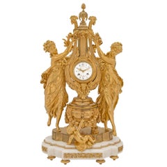 French 19th Century Louis XVI Style Finely Chased Ormolu and Marble Clock