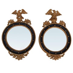Pair of 20th Century, circa 1950, Italian Convex Mirrors, Stamped Made in Italy 5