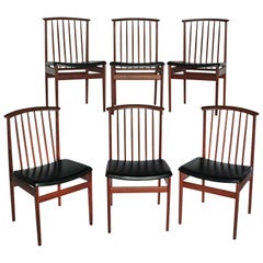 Set of Six Mid-Century Teak Dinning Chairs by DUX