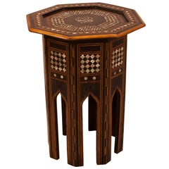 Turkish Inlaid Table, Mixed Woods and Mother-of-Pearl, circa 1900