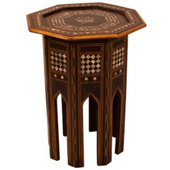 Turkish Inlaid Table, Mixed Woods and Mother-of-Pearl, circa 1900