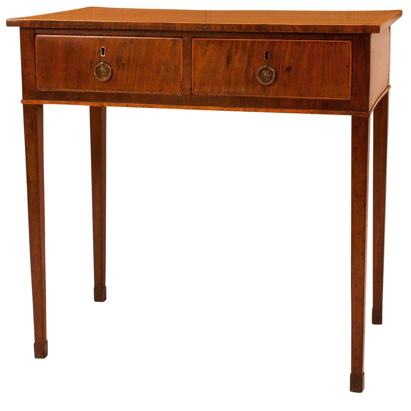 Georgian English Mahogany Two-Drawer Table, circa 1780