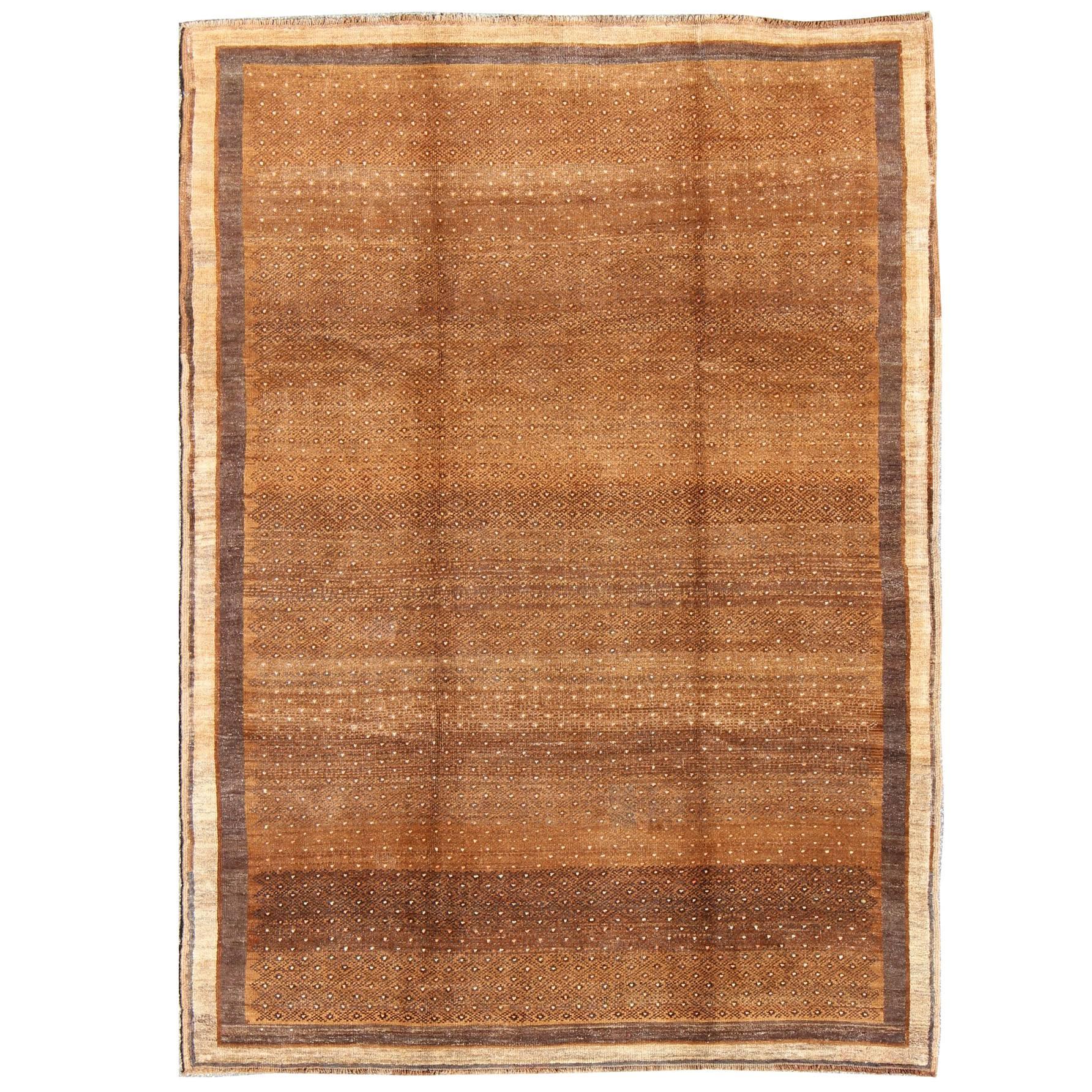 Vintage Turkish Rug With All-Over Modern Design in Shades of Brown For Sale