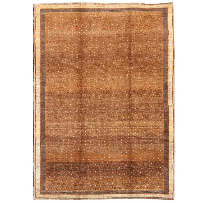 Vintage Turkish Rug with All-Over Modern Design in Brown and Cream For ...
