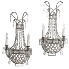 Pair of Antique French Crystal Sconces, circa 1920 10
