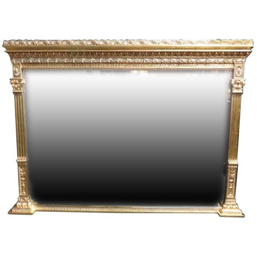 Superb Adams Style Victorian English Gilt Overmantel Mirror, circa 1850