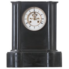 Antique French 19th Century Black Marble Mantel Clock