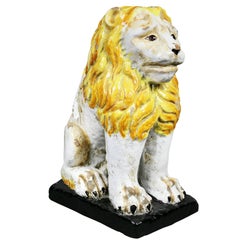 Antique Italian Majolica Figure of a Lion
