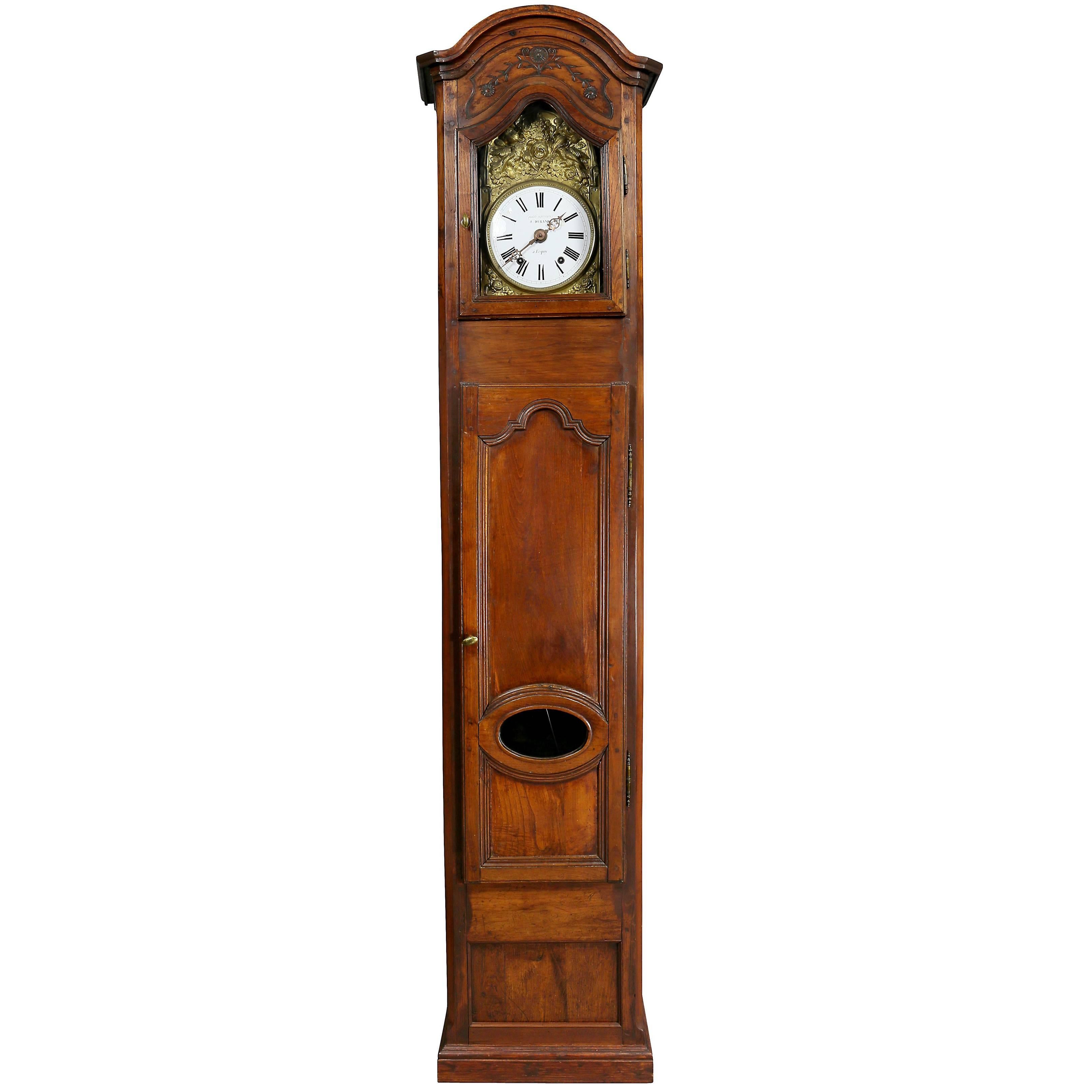 Louis XVI Provincial Fruitwood Tall Case Clock
