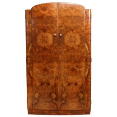 Art Deco Burr Walnut Wardrobe, circa 1930