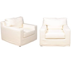 Slipcovered Loose Back Club Chairs