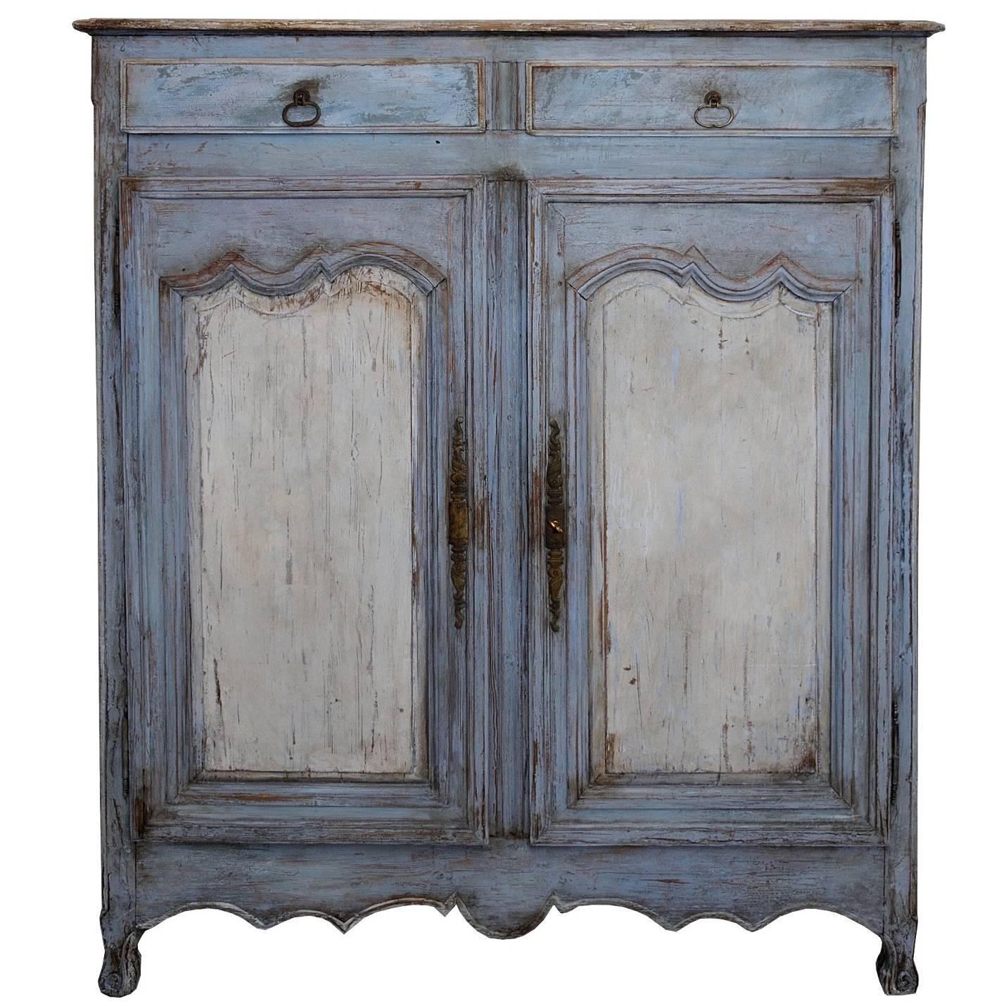 French Mid-18th Century Louis XV Small Painted Cupboard or Armoire, circa 1760