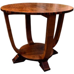 1930s Art Deco English Occasional Table in Macassar Ebony and Walnut