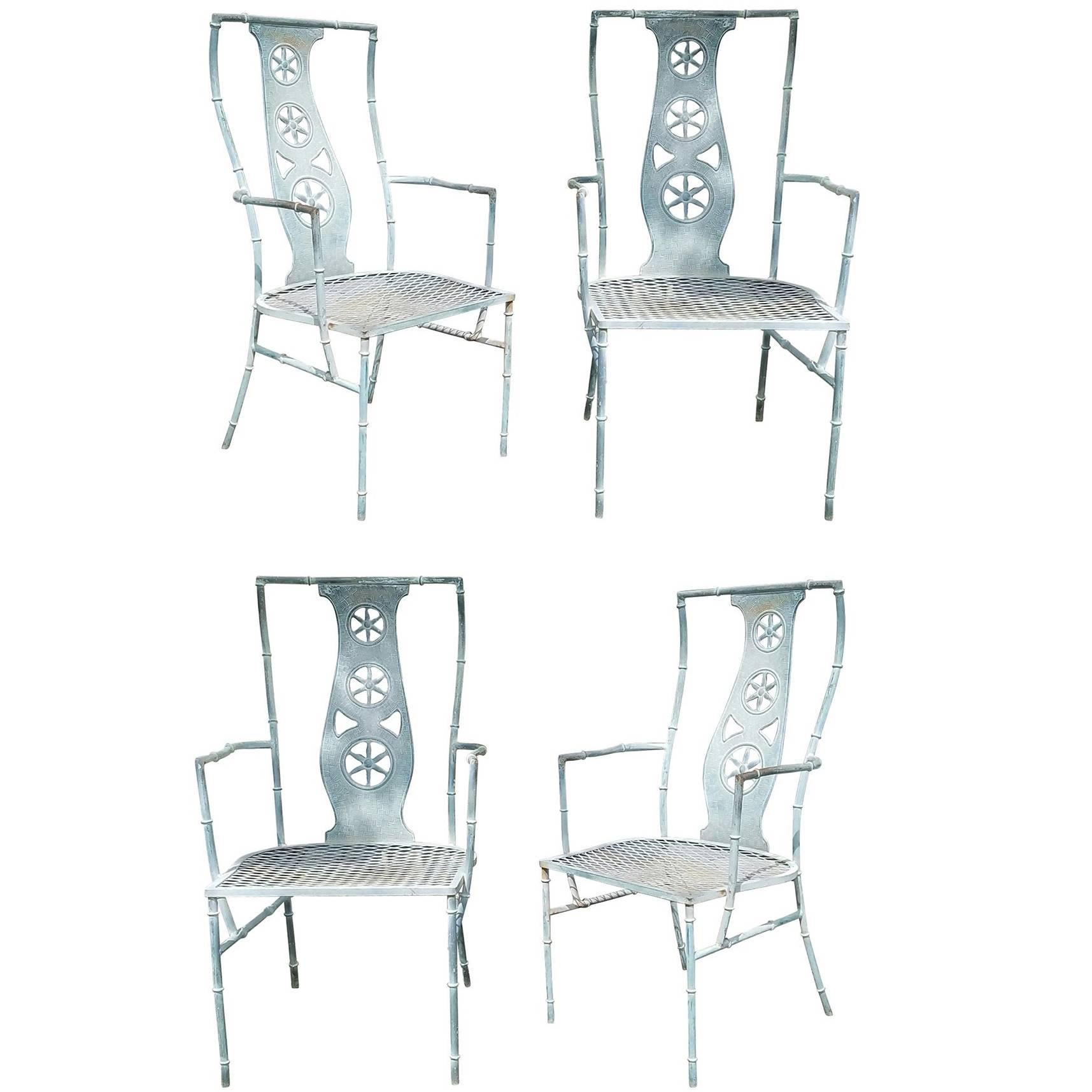 Set of Four Iron Armchairs in The Style of Salterini "Montego"