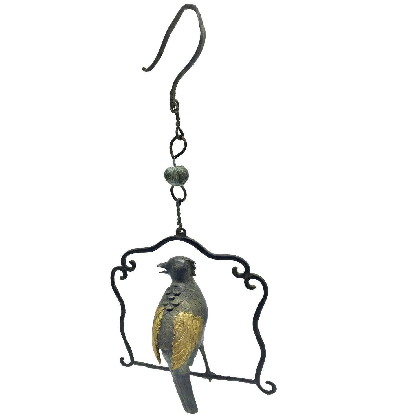 Bronze Parrot Incense Burner, Hanging Censer