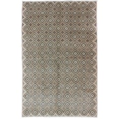 Vintage Hand Knotted Turkish Sivas Rug with All-Over Design in Florals  