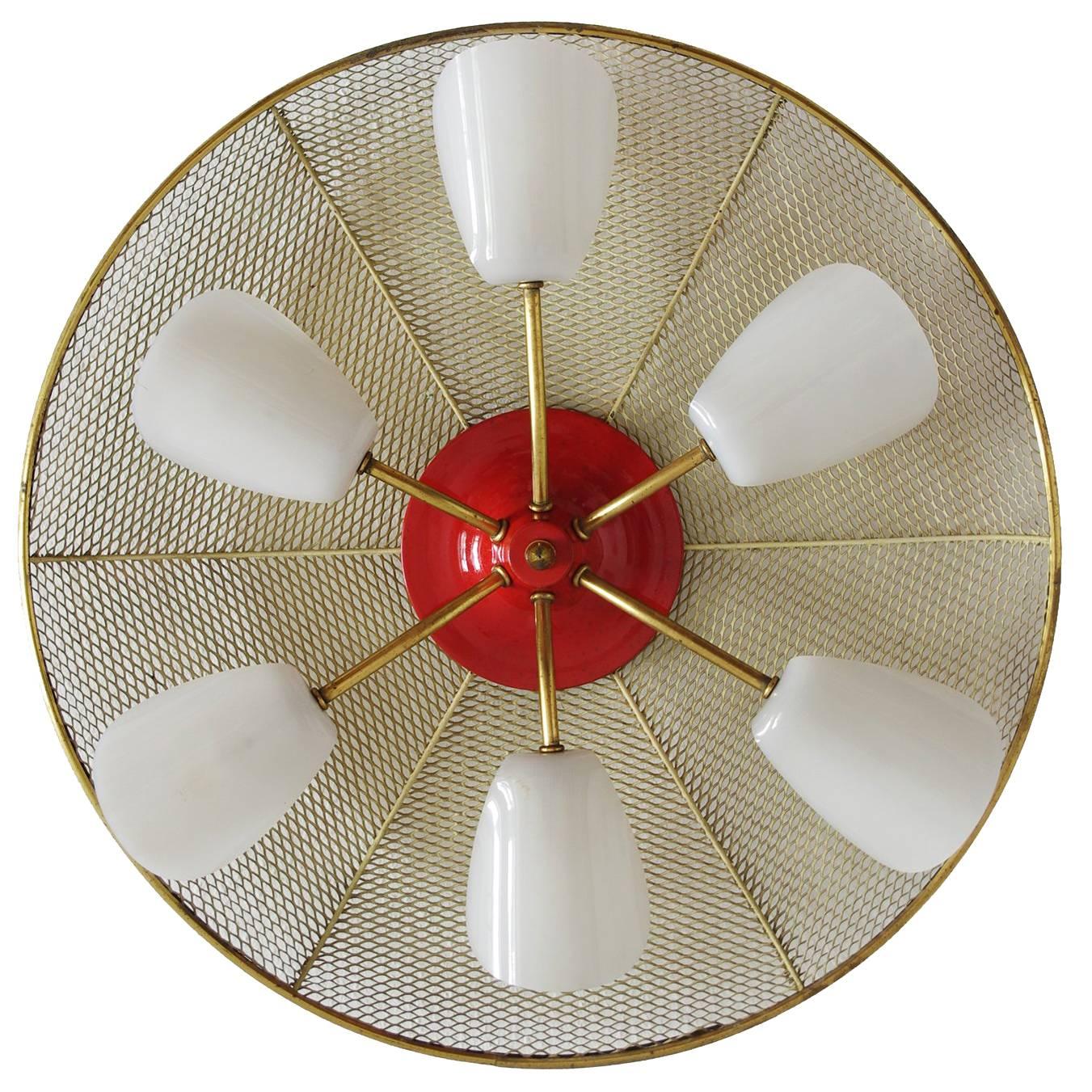 Large French Wall Ceiling Light Flush Mount, 1950s