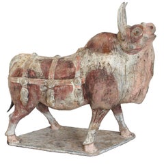 Chinese Northern Wei Terracotta Mingqi Funerary Ox, 386-534 AD