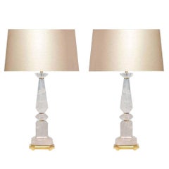 Pair of Modern Rock Crystal Quartz Lamps