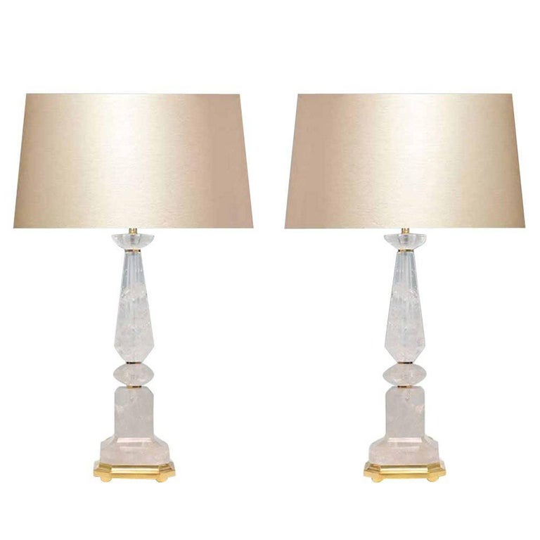 Pair of Modern Rock Crystal Quartz Lamps For Sale