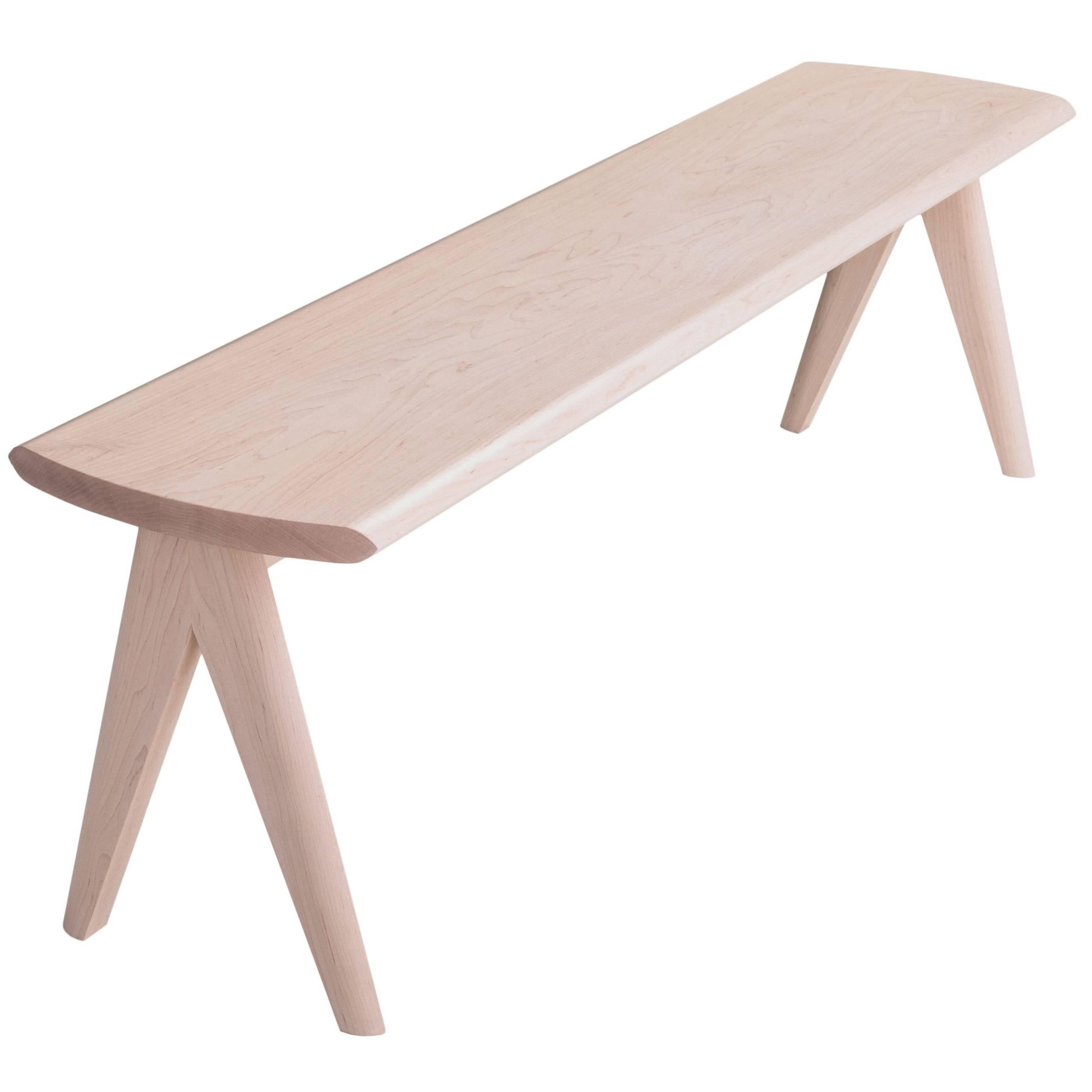 Crest Bench by Tretiak Works, Contemporary Handmade Solid Maple Bench For Sale