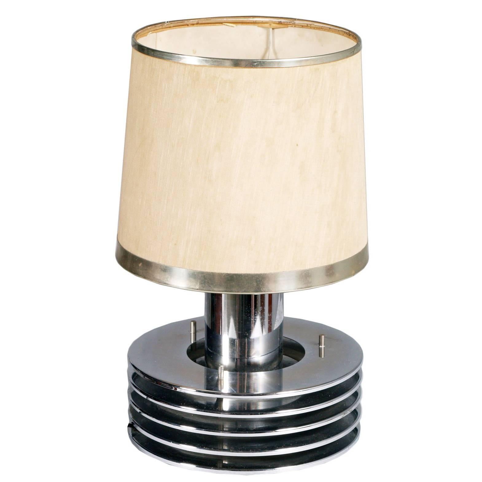 Mid-Century Table Lamp in Chrome Steel Saturno Gaetano Sciolari Attributable For Sale