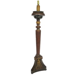 Antique 19th Century Large Polychrome Wood Floor Lamp