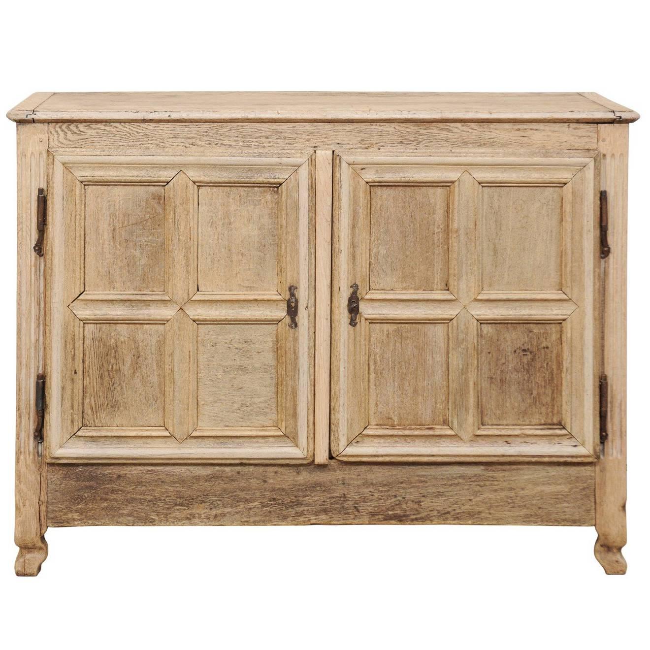 French 18th Century Bleached Oak 2-Door Buffet Cabinet Designed in Clean Lines 