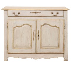 Painted Wood Buffet in Pale Blue with Gold, Green and Beige Trim--French