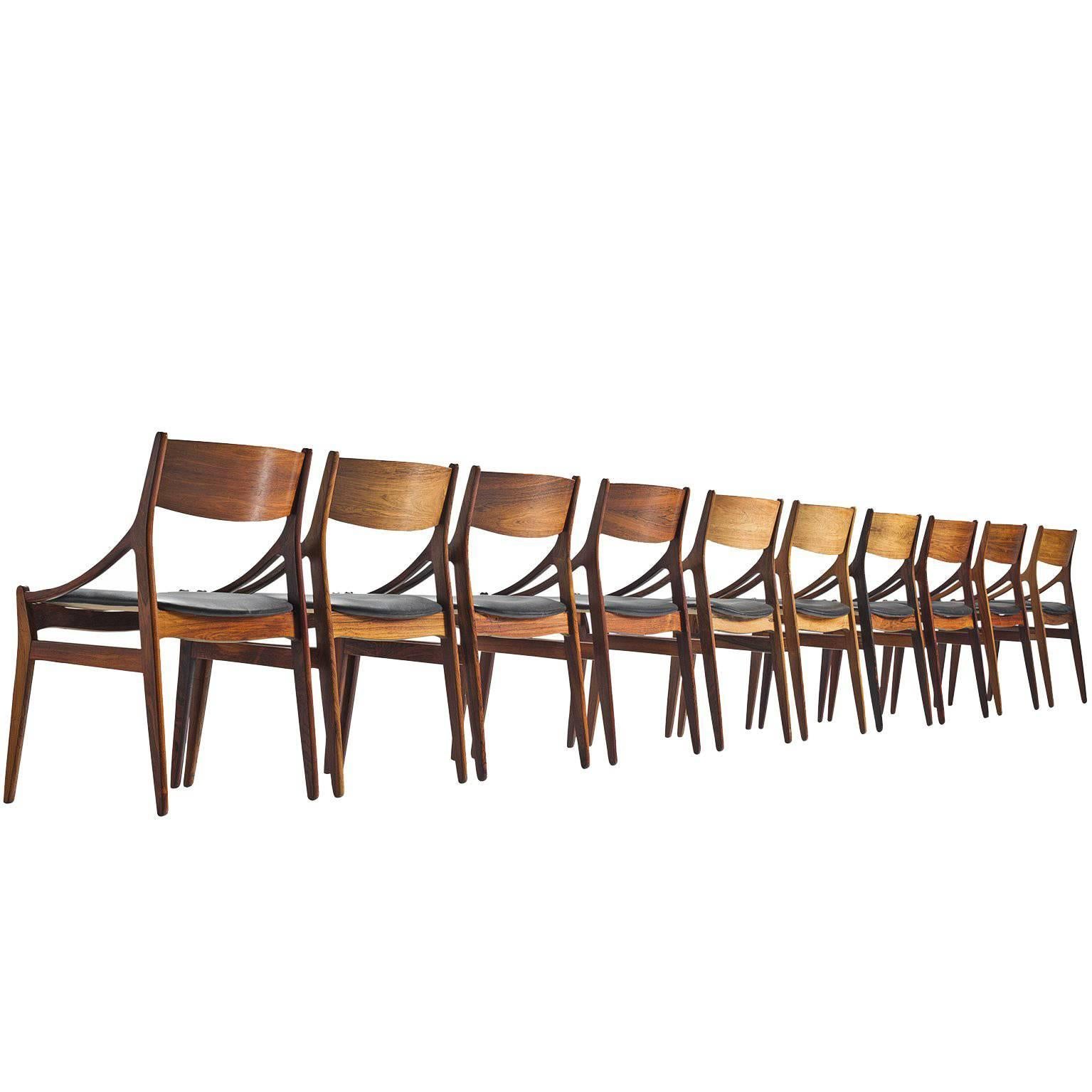 Vestervig Erikson Ten Dining Chairs in Leather and Wood