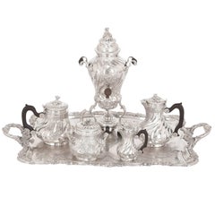 Rococo Style Antique French Six-Piece Silver Tea and Coffee Set by Boin Taburet