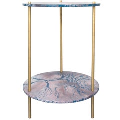 Ambrosia Accent Console Table, Concrete Oracle Pattern Disk with Brass Legs