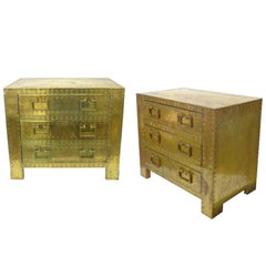 Pair of Brass Clad Chests or Side Tables by Sarried