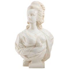 French 19th Century White Carrara Marble Bust of Marie Antoinette 7