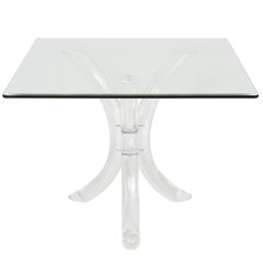 1970s Sabre-Leg Lucite Games or Breakfast Table