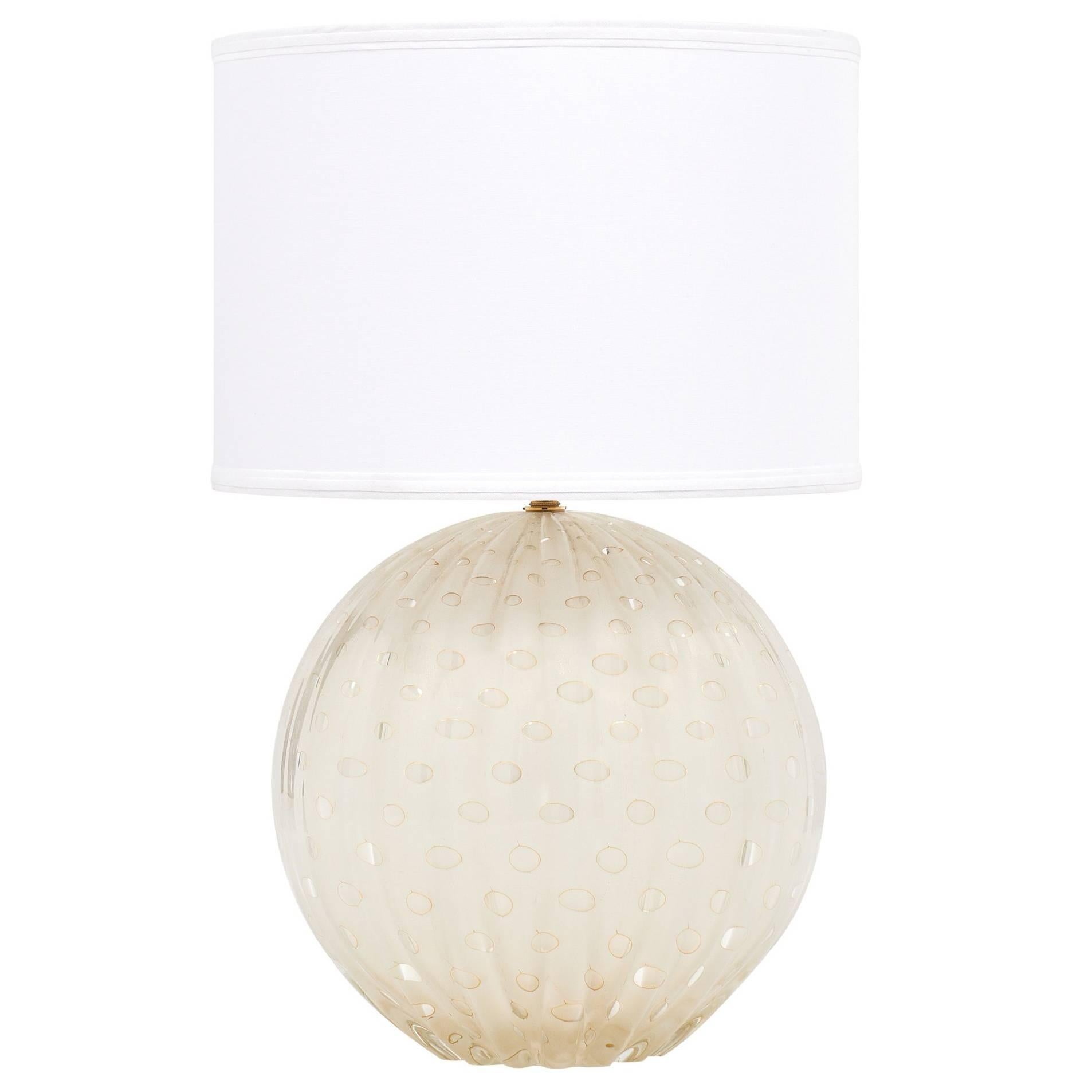 Gold Flecked “Pulegoso” Murano Glass Globe Lamp