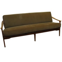 Mid-Century Italian Sculpted Walnut Sofa and Pair of Armchairs Set, 1950s 10