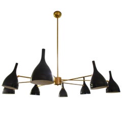 Vintage Eight-Arm Brass Italian Spider Chandelier in the Style of Stilnovo, 1950 2