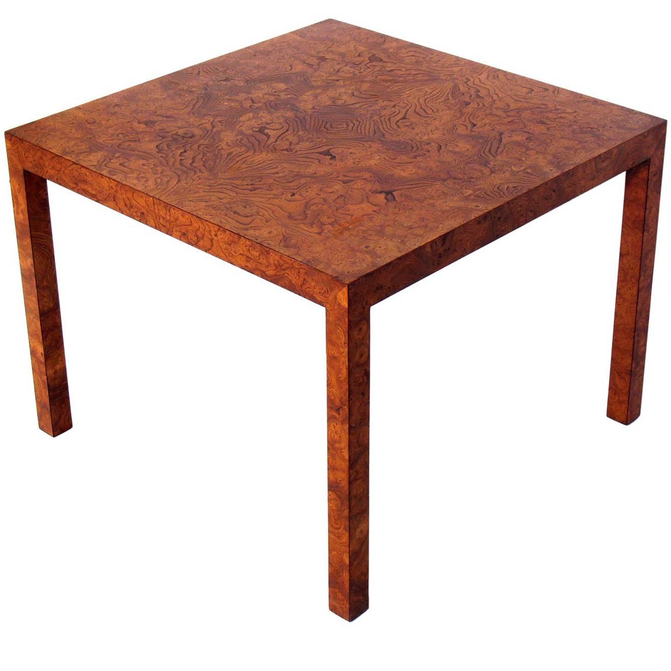 Clean Lined Burl Wood Side or Center Table
