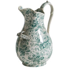 French Green Floral Pitcher, circa 1880 2
