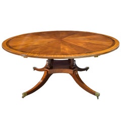 Custom 72" Round English Regency-Style Extension Dining Table with 2 Leaves