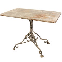 Antique French Outdoor Wrought Iron Garden Table from Arras with Rectangular Top