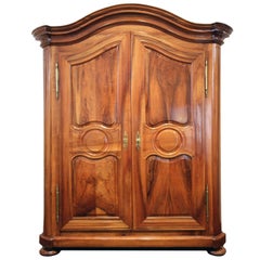 Antique 18th Century Baroque Wardrobe in Solid Walnut