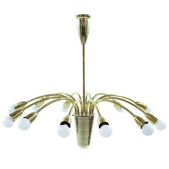 Brass Sputnik Chandelier, Italy 1950s