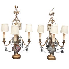 Pair of Rare 20th Century Candelabra Girandoles in the Style of Baguès